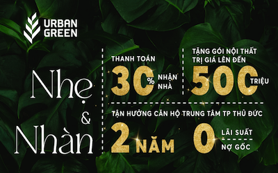 Chương trình ‘Nhẹ Nhàn’ cho dòng căn hộ sắp hoàn thiện tại Urban Green